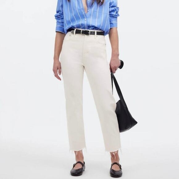 Madewell The '90s Straight Crop Jean Size 25 in Tile White - Picture 1 of 10